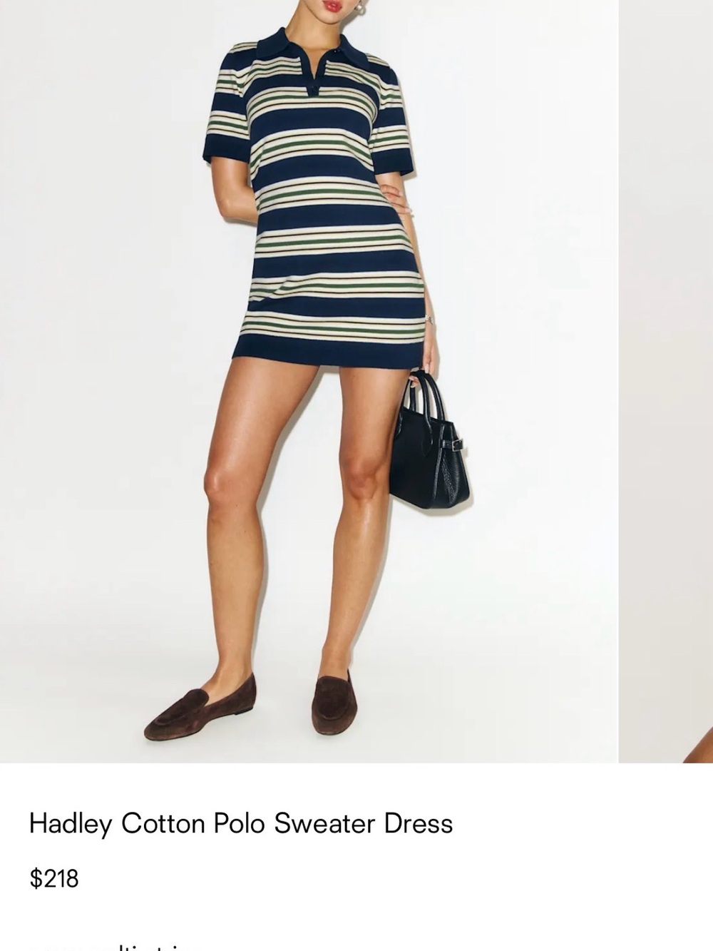 Reformation Navy Striped Sweater with Cream, Green, and Yellow Accents
